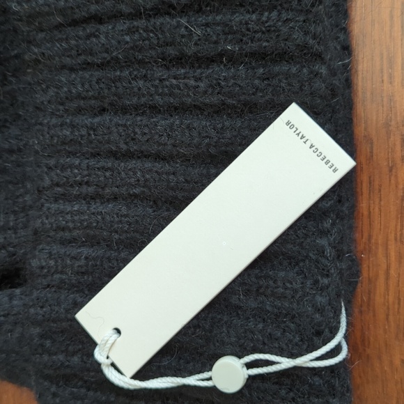 Rebecca Taylor Black Stitch Pom-Pom Beanie One Size - Picture 4 of 6